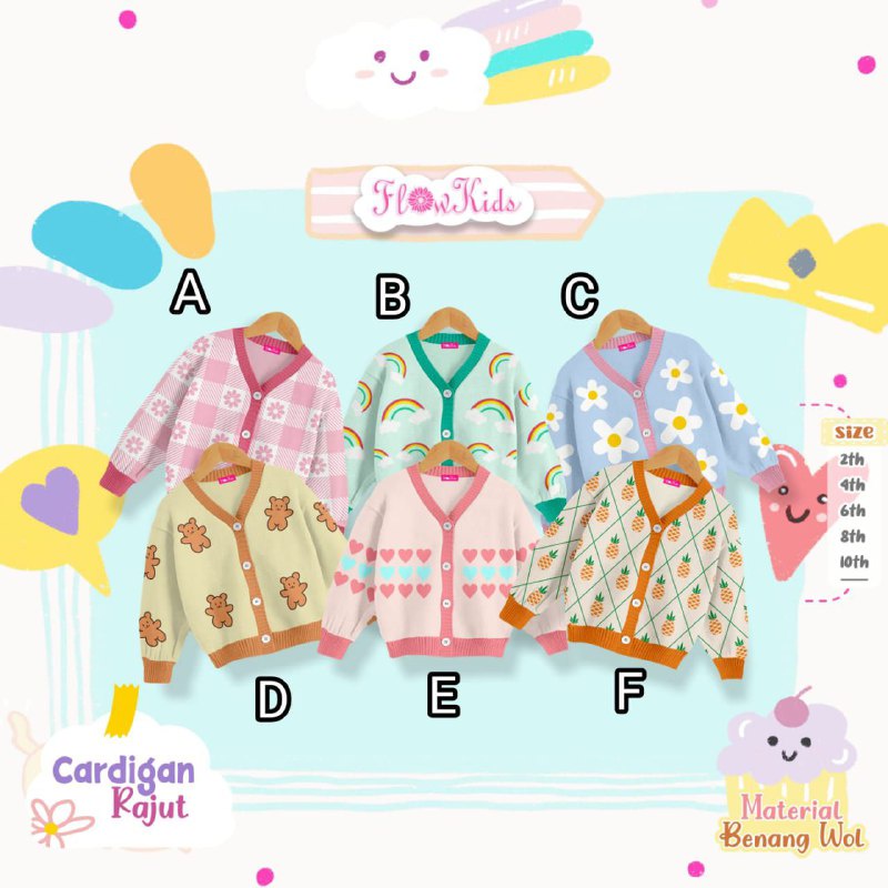 Afsheenastore Cardigan Rajut Flowkids Premium