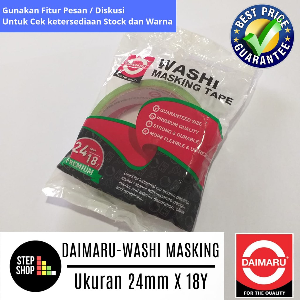 

DAIMARU WASHI MASKING TAPE - LAKBAN KERTAS HIJAU - 24mm X 18Y