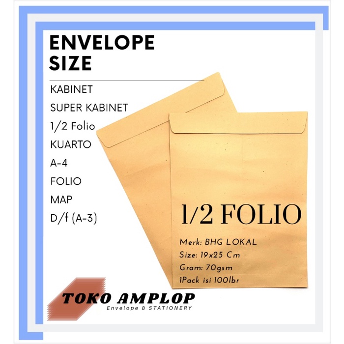 

MENYURAT-SURAT- AMPLOP COKLAT 1/2 FOLIO ISI 100 LBR 70GSM -SURAT-MENYURAT.