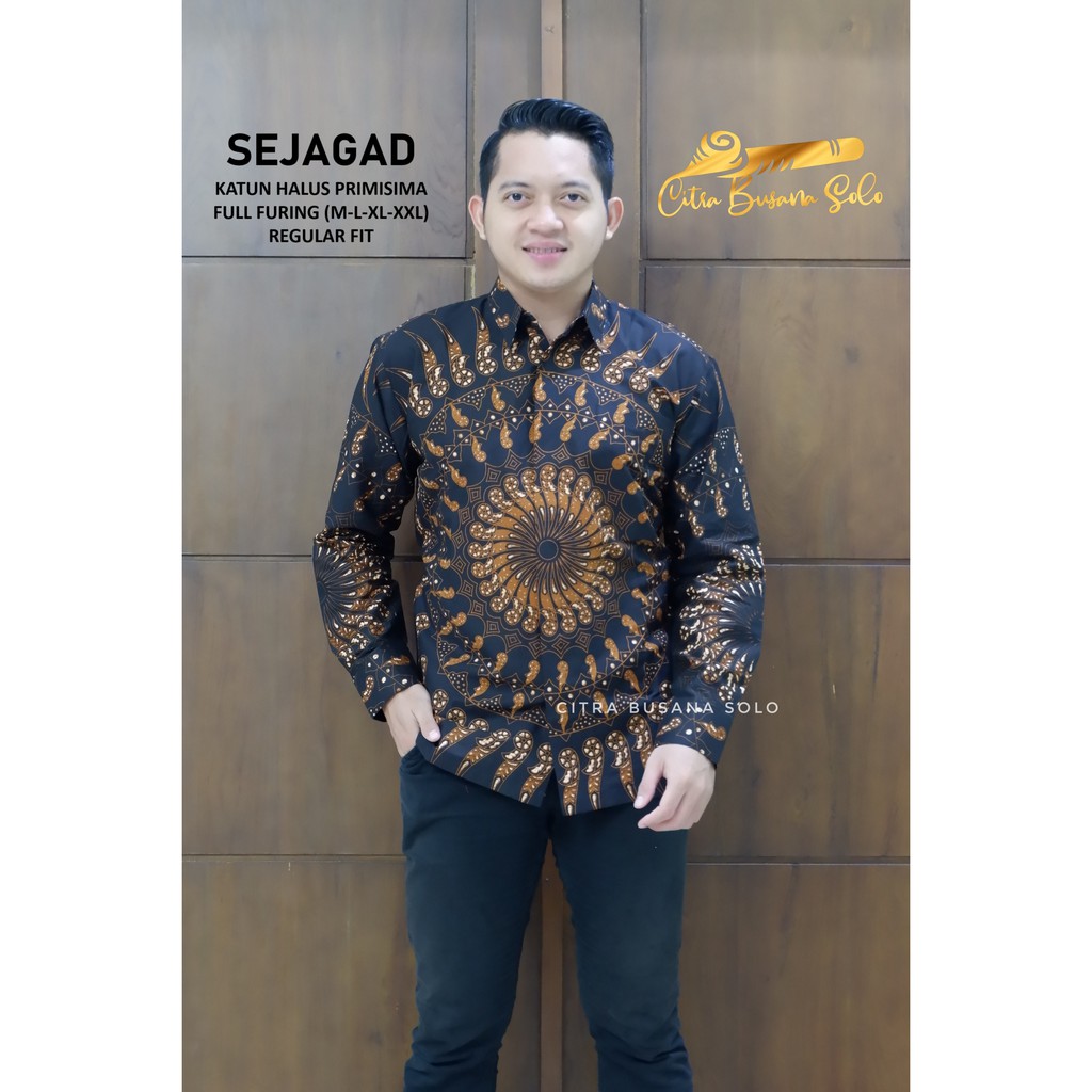 SEJAGAD Kemeja Batik Pria Full Furing Bahan Katun Primisima