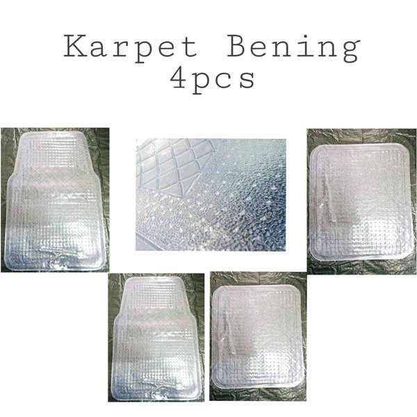 Karpet Mobil Transparan Bening Tipis UNIVERSAL MURAH 1 Set isi 4 pcs untuk Baris Pertama Depan dan K