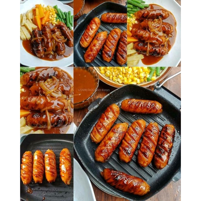 Teflon anti lengket panggangan grill pan bbq bakaran sosis gagang lipat square