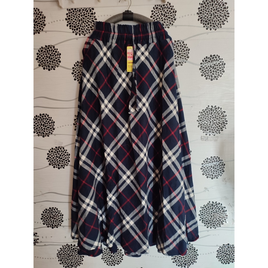 ROK FLANEL IMPORT PANJANG/ROK TARTAN/ROK KOTAK PAYUNG-O