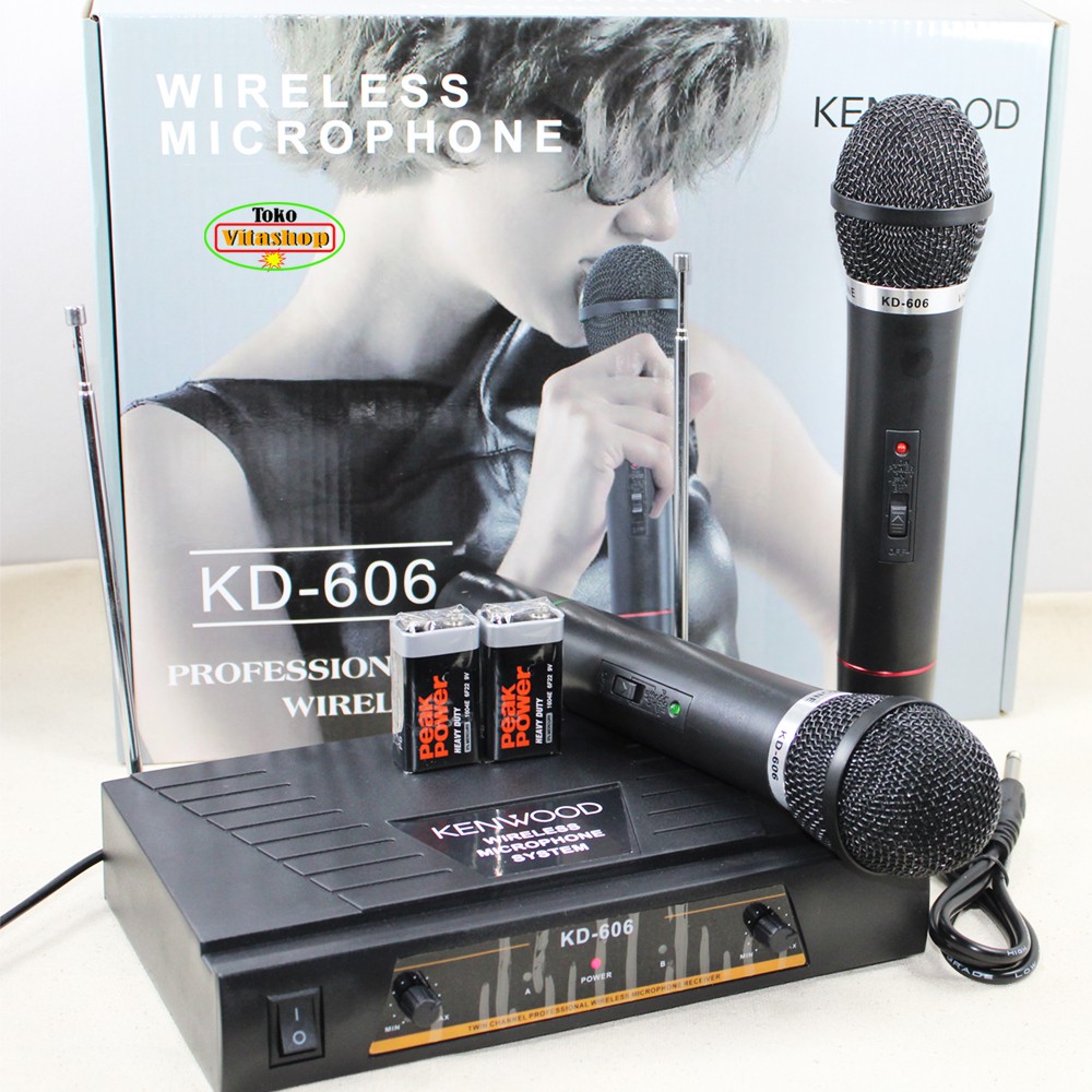 Microphone Wireless Double  Mic Kenwood KD-606 Microphone / Mikropon Tanpa Kabel