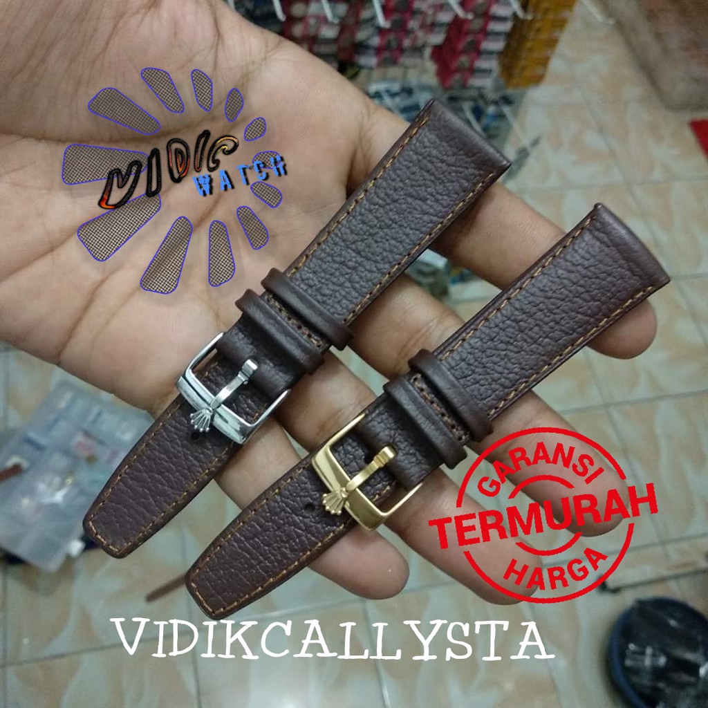 Leather strap Rolex oyster flex Rolex 20mm Drak brown Tali Jam ROLEX Datejust President Kulit 20 mm