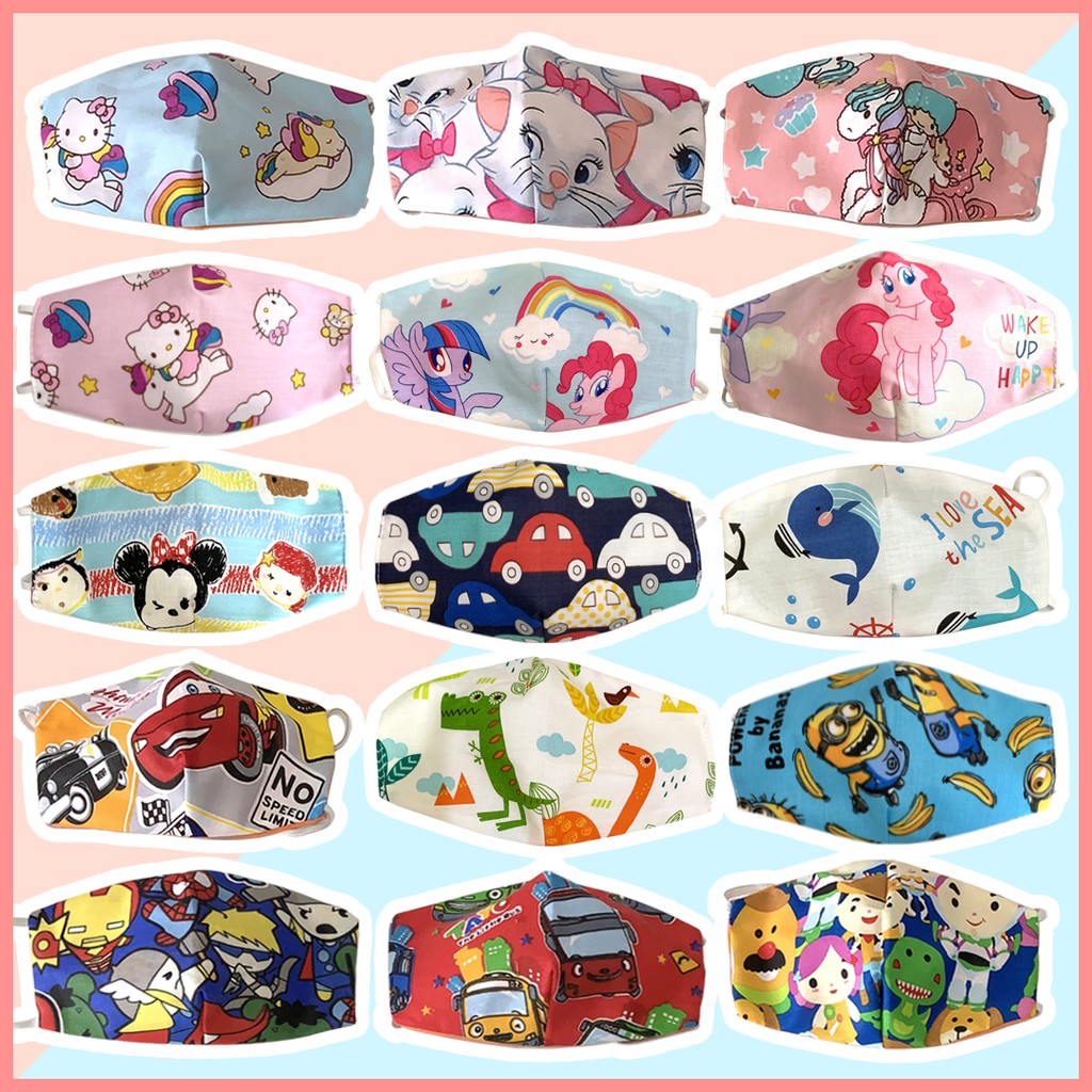 MASKER ANAK KAIN KATUN GAMBAR KARAKTER 2 PLY - Unicorn ...