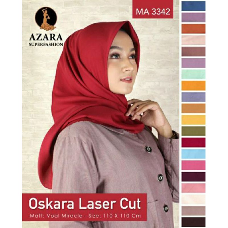 Hijab Voal Azzara Oskara Laser Cut , segi empat polos