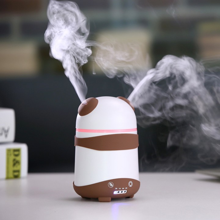 PANDA Aroma Diffuser Ultrasonic Humidifier Dual Nozzle 150ml Brown