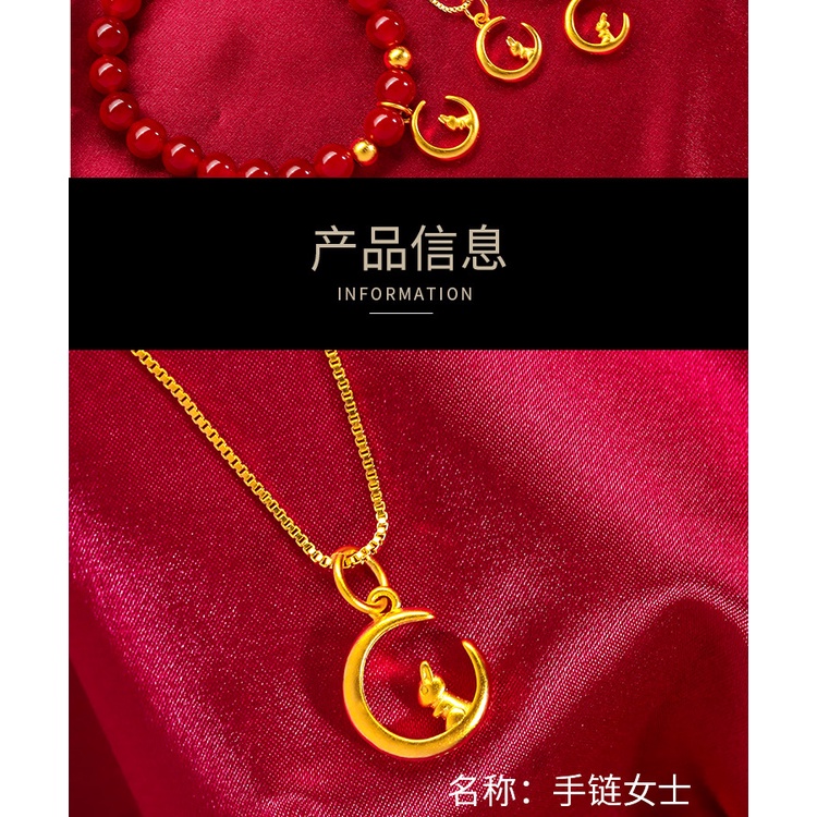 Gelang Liontin Opal Onyx Bentuk Kelinci Lapis Emas Asli Kadar 375 Untuk Wanita