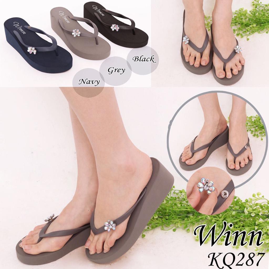 Sandal Flip Wedges Winn KQ287 Pin Merak Sandal Wedges Wanita