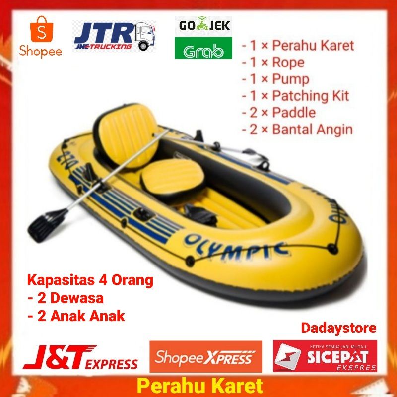 USHIO Perahu Karet Kayak Dayung Sekoci Arum Jeram Inflatable Boat 4 Orang Dewasa Dan Anak Anak Boati