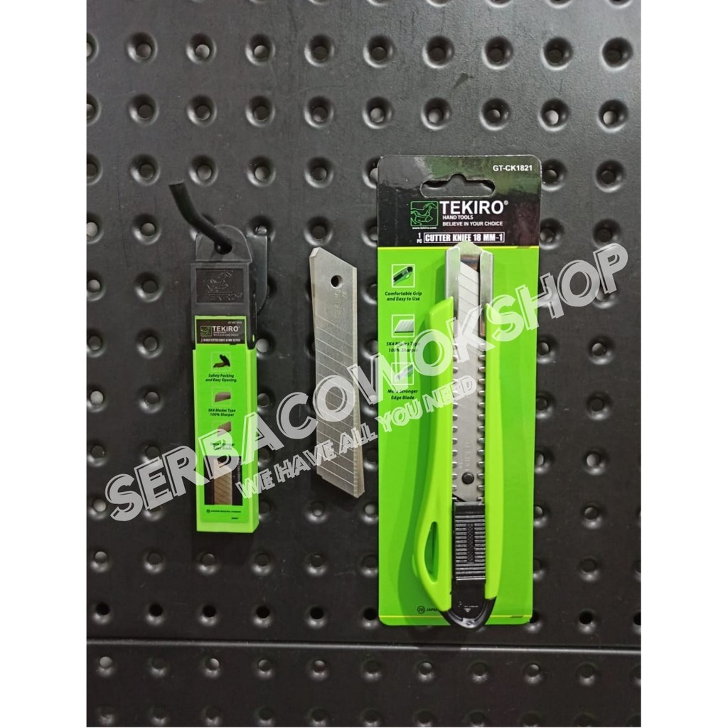 Tekiro Paket Cutter Knife 18 mm-1 + 1 Pak Isi Cutter Tekiro 10 Blade Termurah Berkualitas