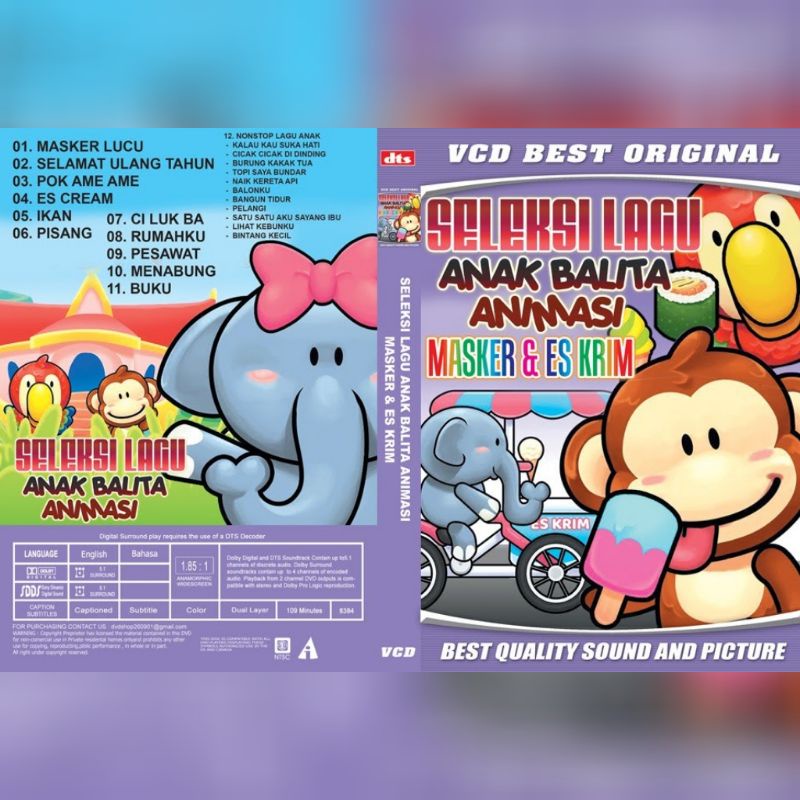 Kaset Seleksi Lagu ANAK BALITA ANIMASI - MASKER & ES KRIM - HD