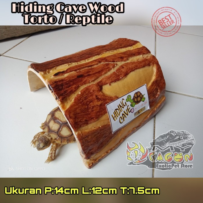 Hiding cave wood untuk tortoise reptile gecko sulcata bearded dragon