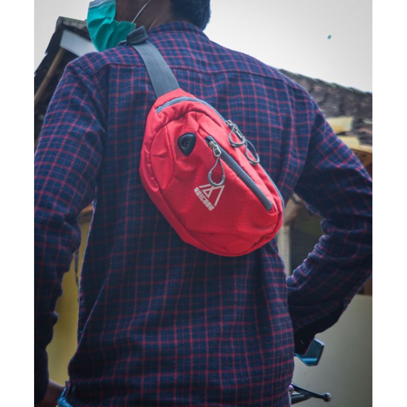 Waistbag Kasual Outdoor / Tas Selempang Kasual Pria Light Red | ABIGADU