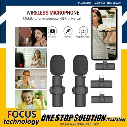 Wireless Clip-On Mini Dual Mic Portable Lavalier Microphone