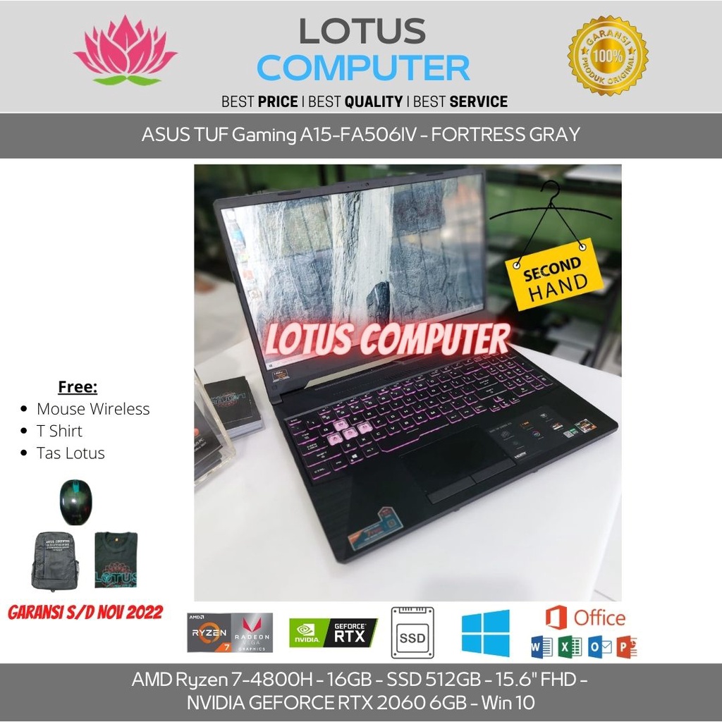 ASUS TUF A15-FA506IV/R7-4800/16GB/512GB/RTX2060/15.6"FHD/Win 10/Gray