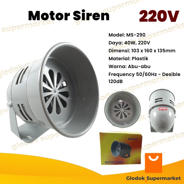 Motor Siren 220V AC MS290 Sirine Alarm Listrik MS-290 220 Volt