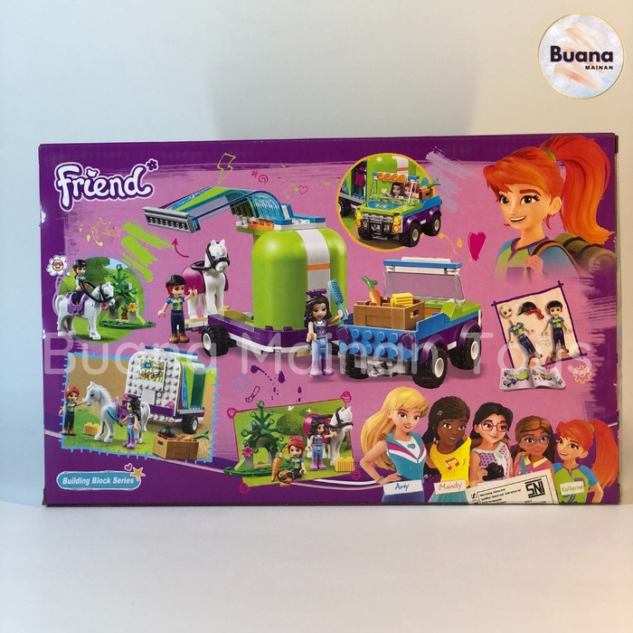 BRICKS LARI FRIENDS HORSE TRAILER MAINAN EDUKASI ANAK CEWE PEREMPUAN BRICK BLOCK FRIEND 11377