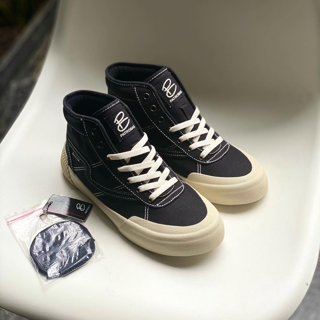 PATROBAS Equip Low High Black White Sepatu Sneakers Casual Hitam Putih Pria Wanita Original