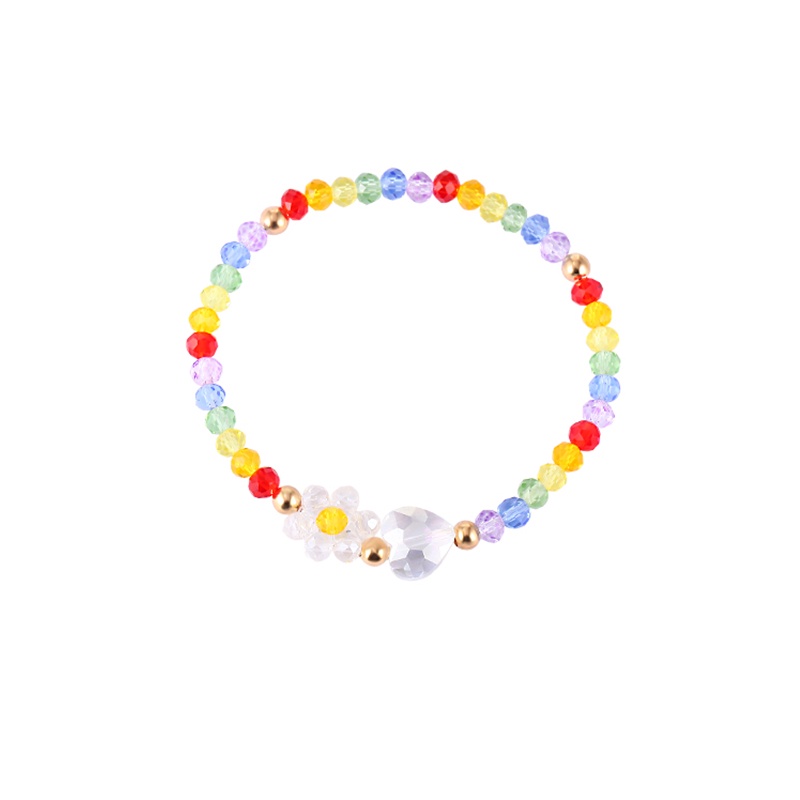 Flower Love Crystal Beads Bracelet Korea Ins Colorful Beaded Bracelet