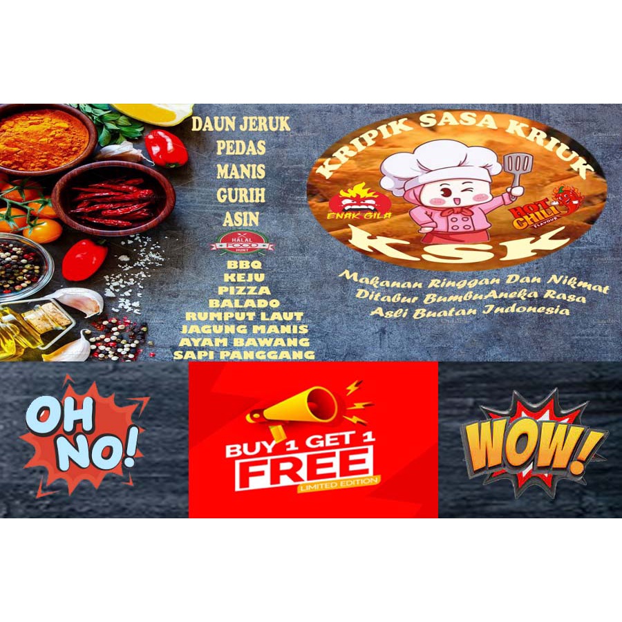 

(PROMO BUY 1 GET 1)kripik/snack/KEMASAN/1000ML/CEMILAN KE KINIAN YANG LAGI VIRAL