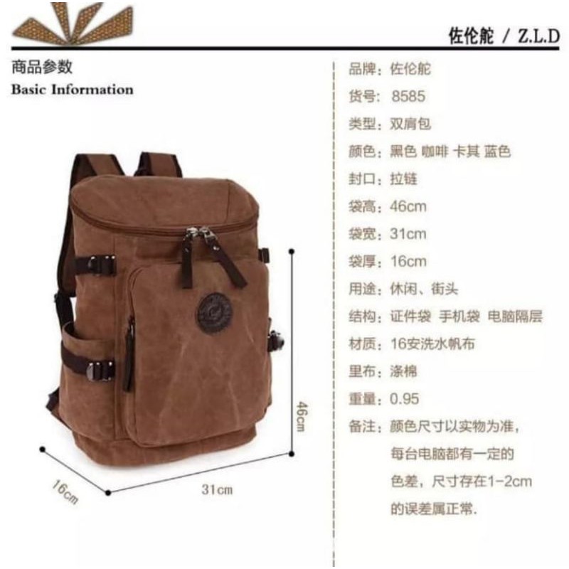 TAS RANSEL KANVAS BACKPACK,KANVAS KULIAH,KANVAS KERJA IMPORT