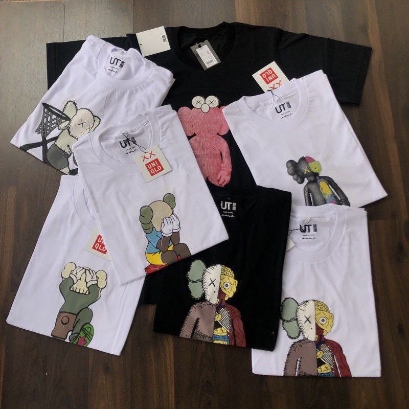 Clothing May - Kaos Kaws Uniqlo Distro Kaos Koas Dewasa Anak Karater Distro Kekinin T Shirt Tshirt T-Shirt Premium Murah Unisex Wanita Laki-Laki Cowok Cewek Bahan Cotton Combed 30S Katun Kombed Sablon