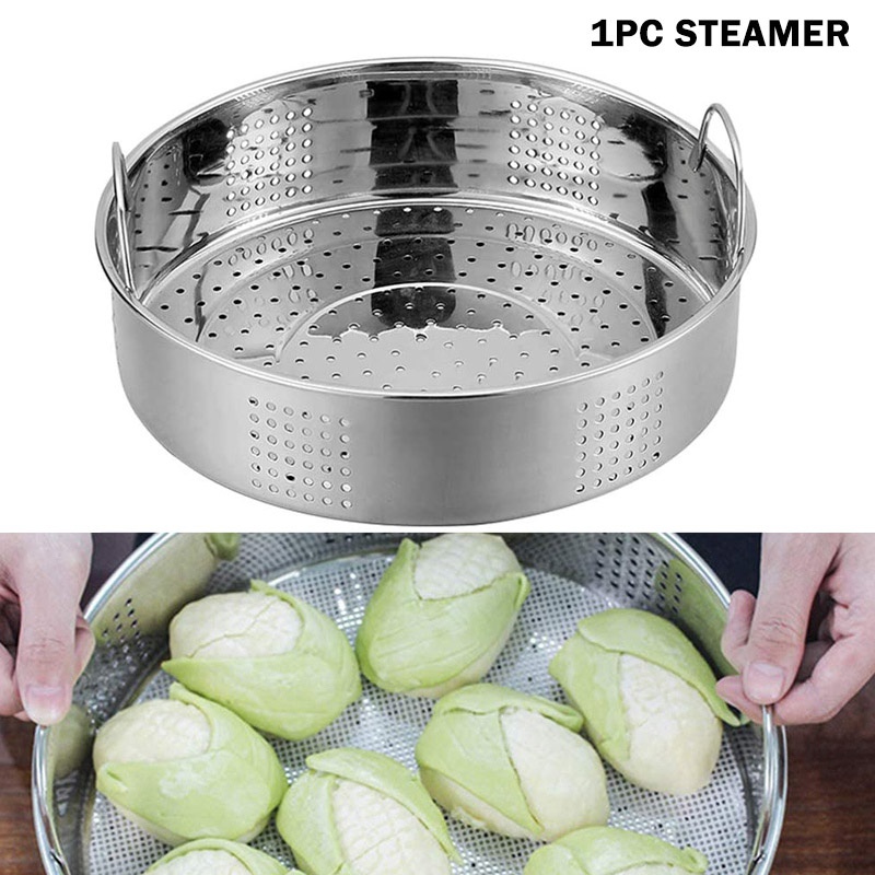 1pc Keranjang Kukusan Dim Sum / Pangsit Bahan Stainless Steel Tebal Untuk Dapur