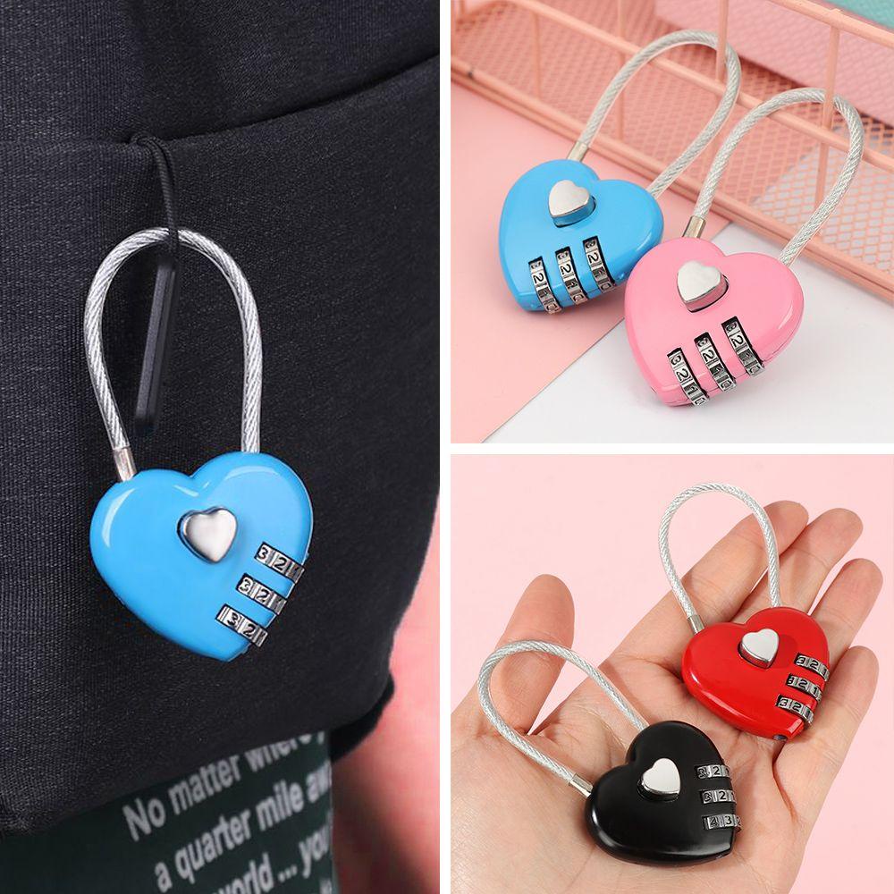 Suyo 1pc Kunci Berbentuk Hati Locker Case Supply Kombinasi Dial Luar Ruangan Koper Travel Kode Valentine Day 3digi Password