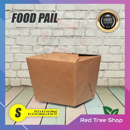 Food Pail Tanpa Rakit | Box Makanan KRAFT | Coklat Ukuran S Kecil | Packaging Tahan Microwave