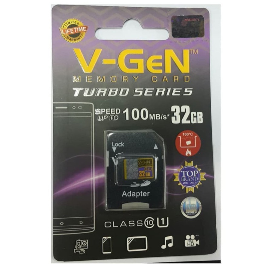 V-GEN Memory Micro sd Transflash VGEN Turbo 16GB 32GB + Adaptor V Gen