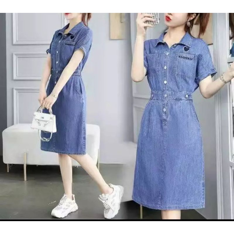 DRESS JEANS WANITA +BORDIR BELAKANG ADA KARET