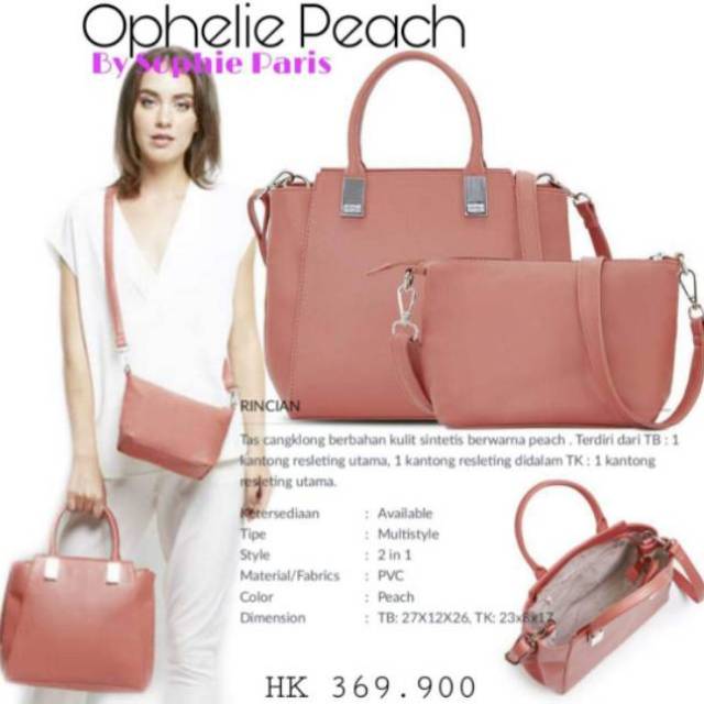 TAS OPHELIE PEACH / OLIVE SEPAKET ISI 2 TAS SOPHIE MARTIN PARIS PROMO MURAH TAS BERANAK