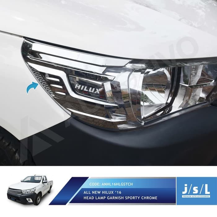 Aksesoris Fariasi Tambahan    Toyota All New Hilux Head Lamp Garnish Sporty Chrome/Aksesoris Hilux