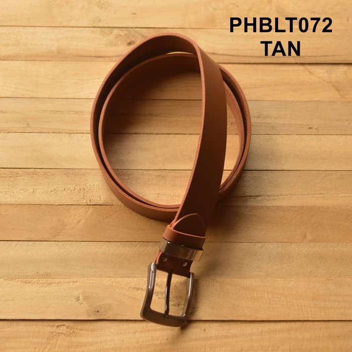 ikat pinggang pria kulit asli warna tan 4cm gesper belt