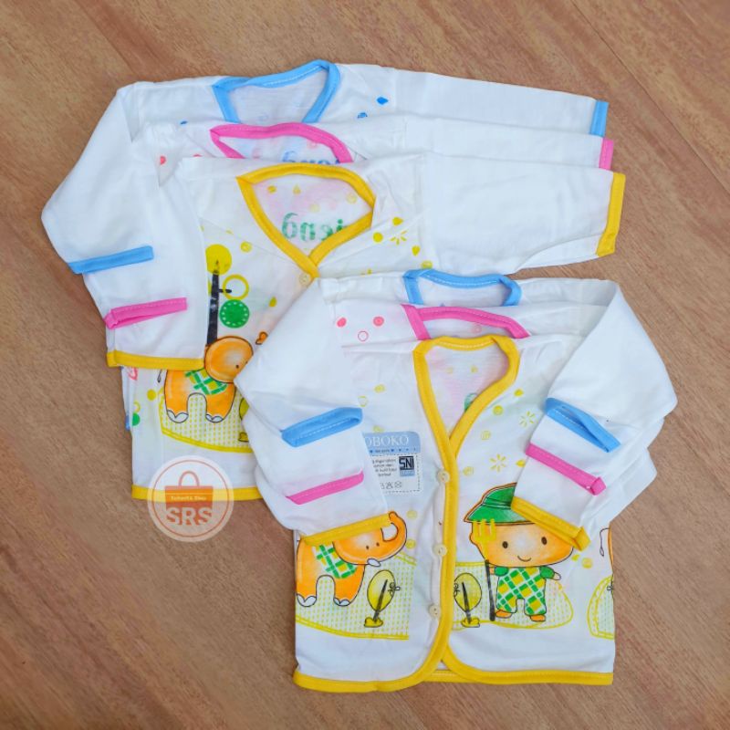 6 Pcs (1/2 Lusin) Baju Bayi Lengan Panjang 0-6 Bulan Boboko Sablon Newborn Baju Tangan Panjang