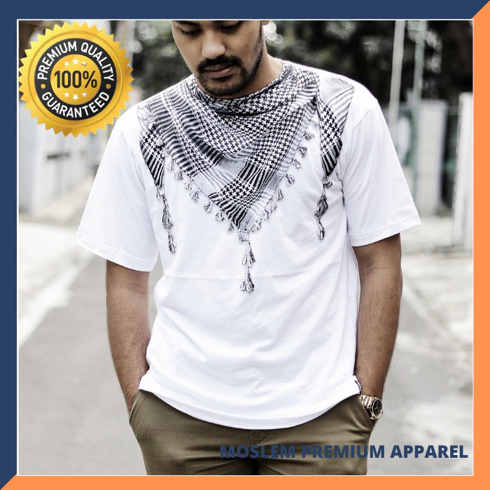 Baju Muslim Kaos Sorban 3D Putih Pria Dewasa Lengan Pendek ORIGINAL TAWAF APPAREL