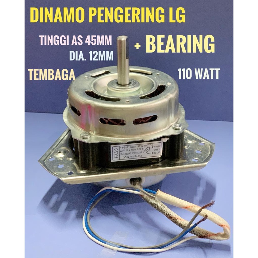 Dinamo Pengering Mesin Cuci LG Motor Spin 110 90 watt as 12 mm Tembaga