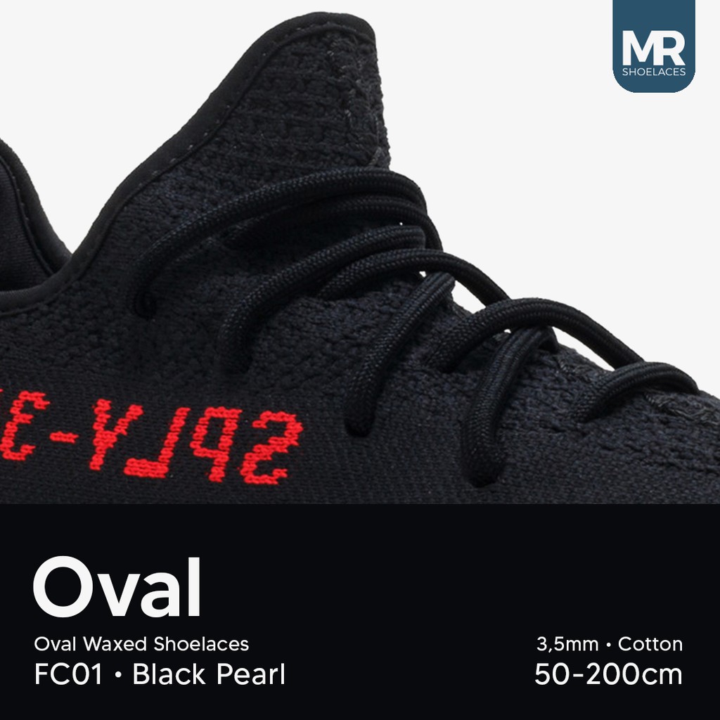 MR Shoelaces FC01 Hitam BLACK PEARL Tali Sepatu Lilin Oval 3.5mm (Waxed Laces) 50cm 80cm 100cm 120cm 150cm 200cm - Premium Shoelace