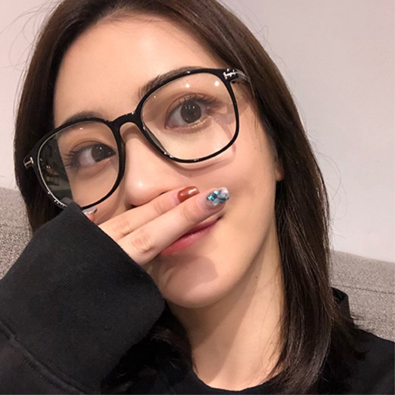 Kaca Mata Versi Korea yang trendi dari kacamata bingkai siswa laki-laki, anti-radiasi retro liar anti cahaya biru muda wanita