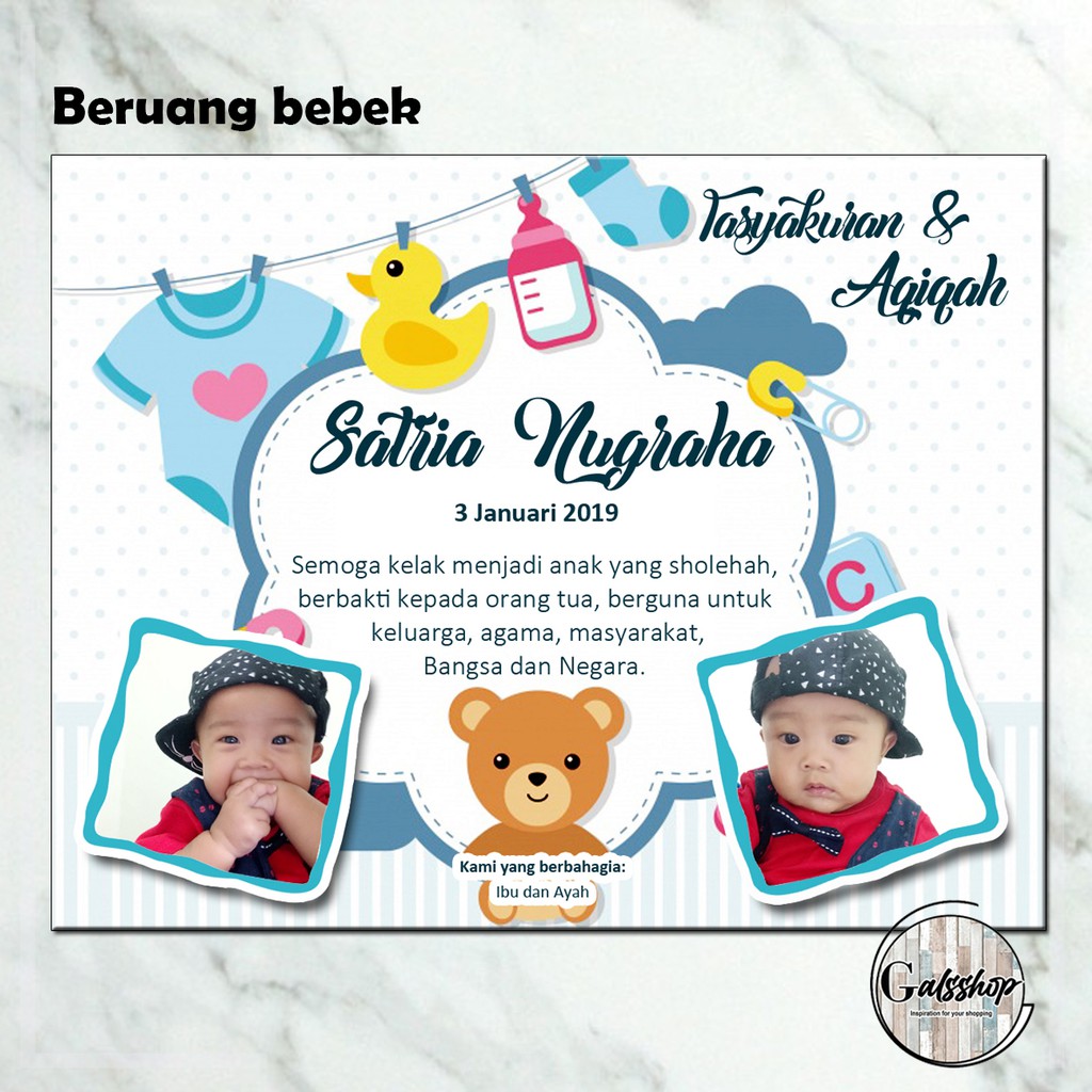 

Kartu Aqiqah / Tasyakuran card / Stiker Aqiqah Beruang Bebek