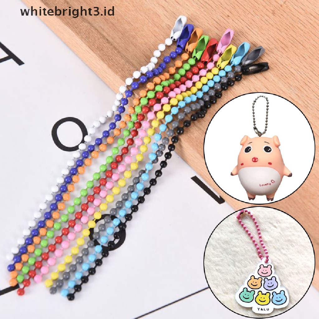 (whitebright3.id) 10pcs / Set Gantungan Kunci Manik-Manik Bola 2.4MM Warna-Warni Untuk Membuat Perhiasan DIY