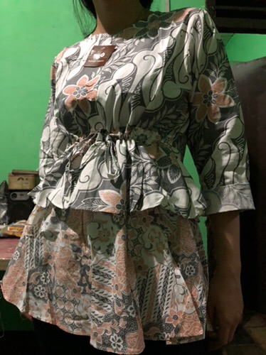 Tey-17 Batik Wanita Asj Sa Hrb026 Kenongo Kemeja Tosca Pendek