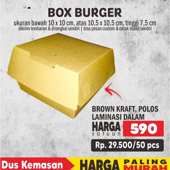

Box Burger 10*10*7.5 KRAFT LAMINASI POLOS