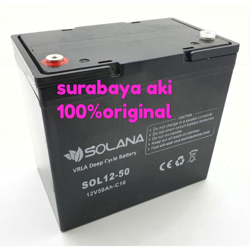 Aki baterai solana vrla deep cycle 12v 12 v 50ah 50 ah c10