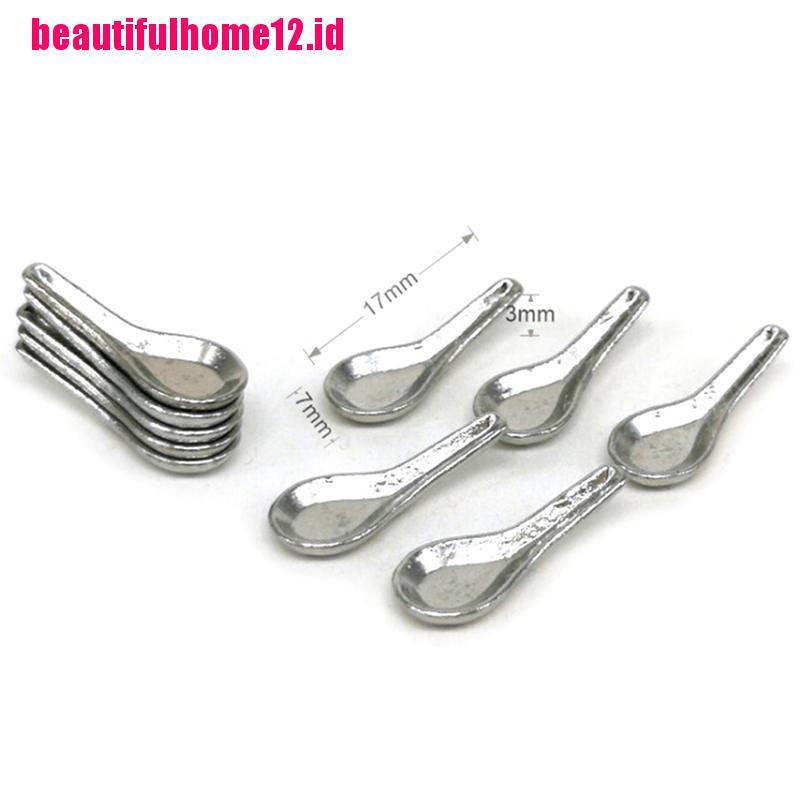 【beautifulhome12.id】10Pcs 1:12 Dollhouse Miniature Soup Spoon Pretend Play Dollhouse Accessories
