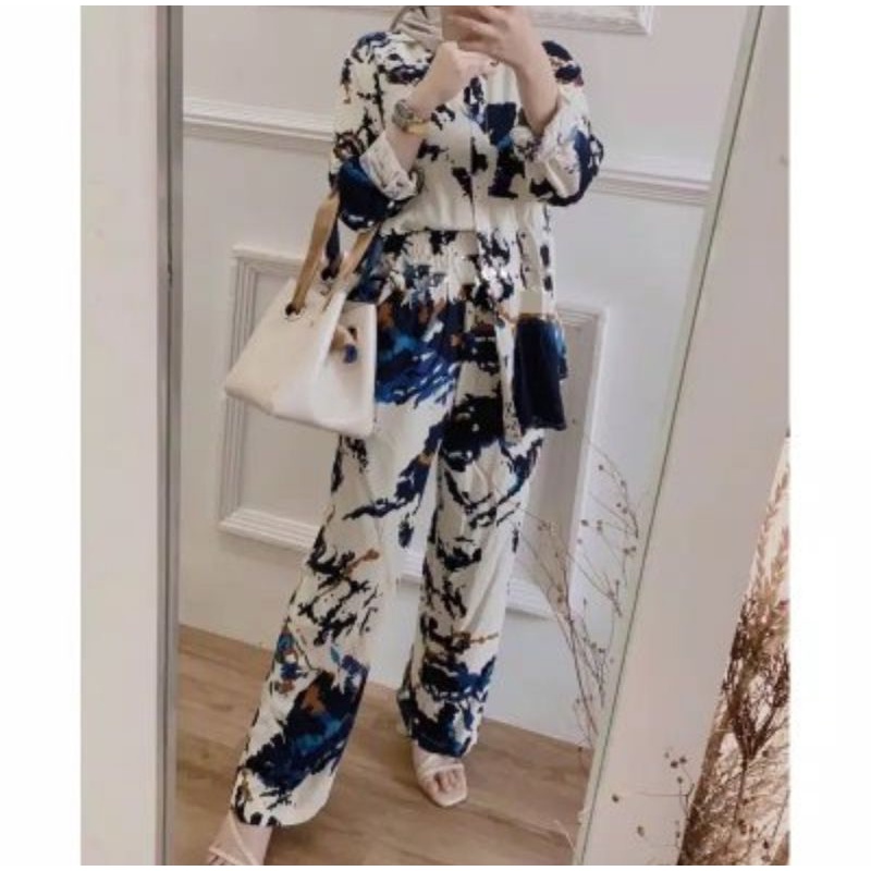 ERDE SET / ONE SET JUMBO XXL - STANDART XL  / YOSIE SET ONESET MOTIF ABSTRAK DAILY SET HOMEWEAR HOMEY SETELAN WANITA MOTIF TIE DYE   ONE SET RAYON-LUSY SET