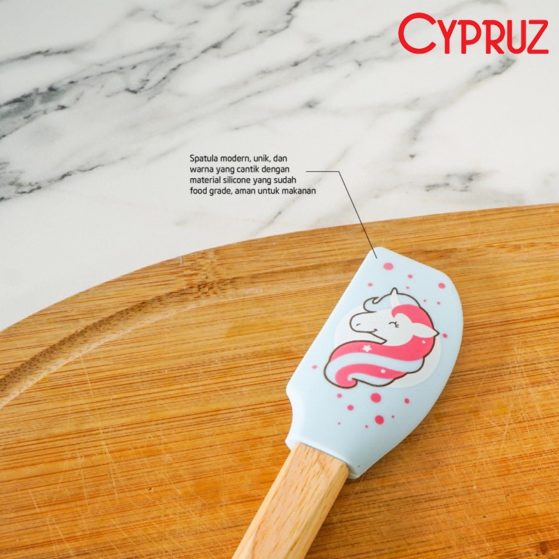 Cypruz Spatula Silicone Pattern Biru (AM-1280)