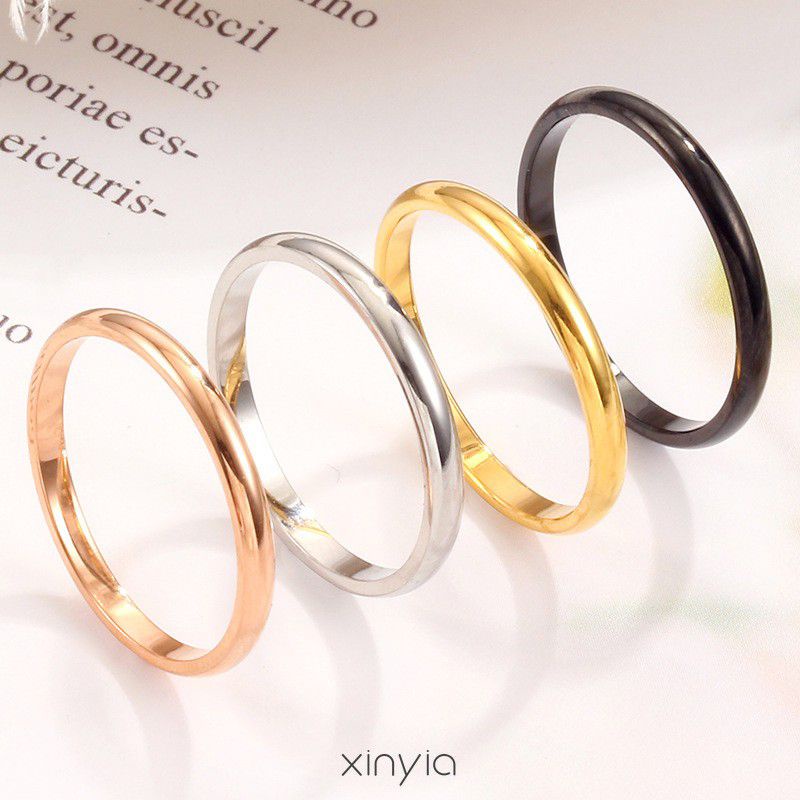 COD RING TITANIUM STEEL ANTI KARAT KOREAN STYLE WANITA / PRIA Colour Hitam Emas Putih